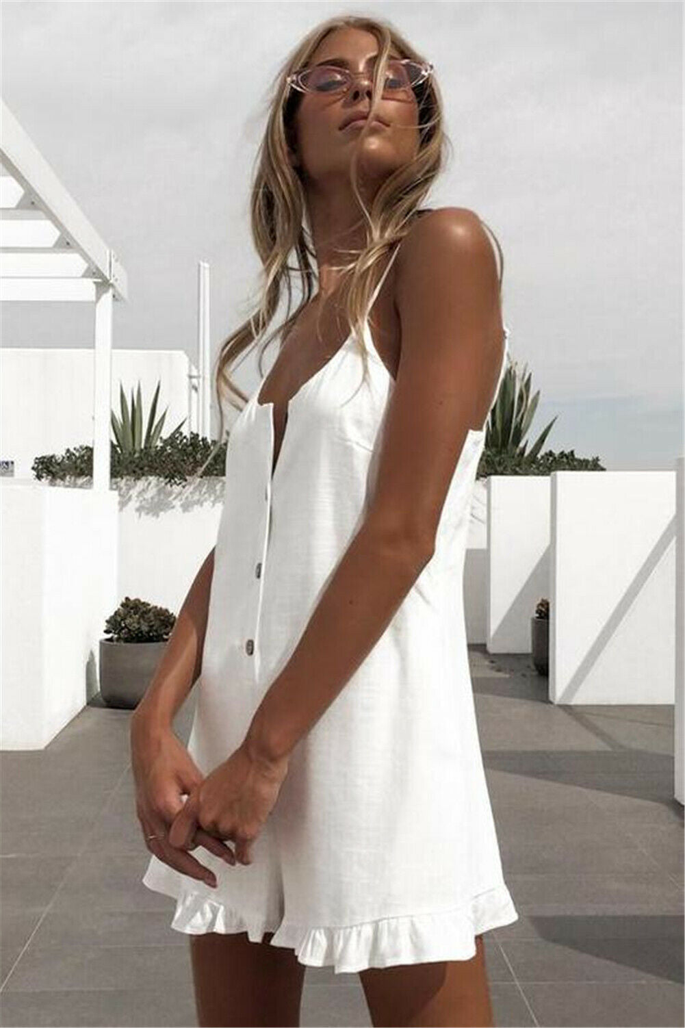 White Sleeveless Romper