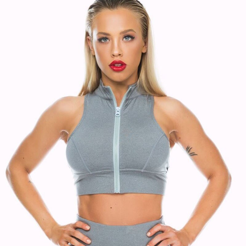 Fitness Zip Up Crop Top