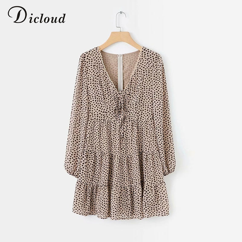 Dicloud Leopard V Neck Dress